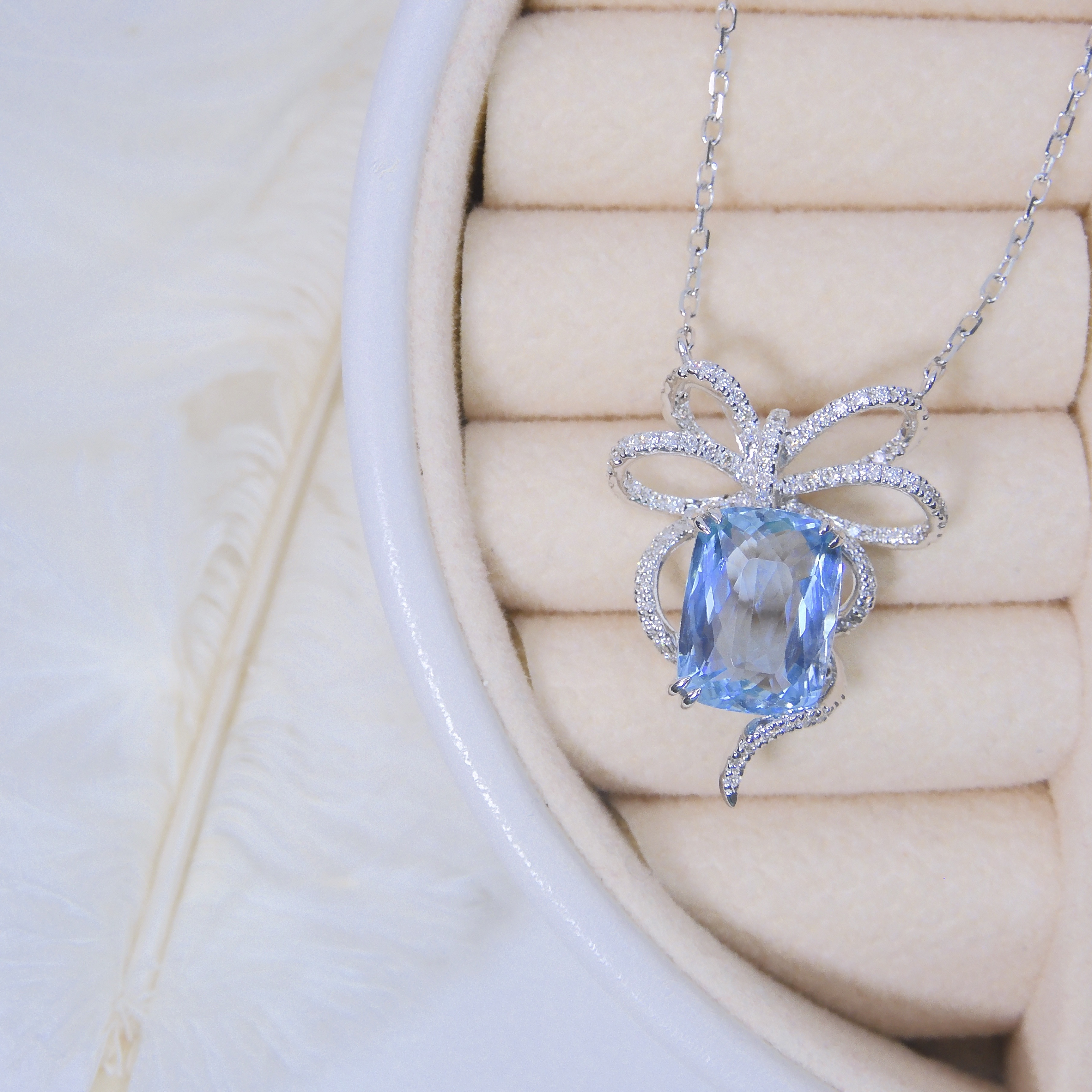 18K金 4ct 海藍寶項鏈 (配國際證書)