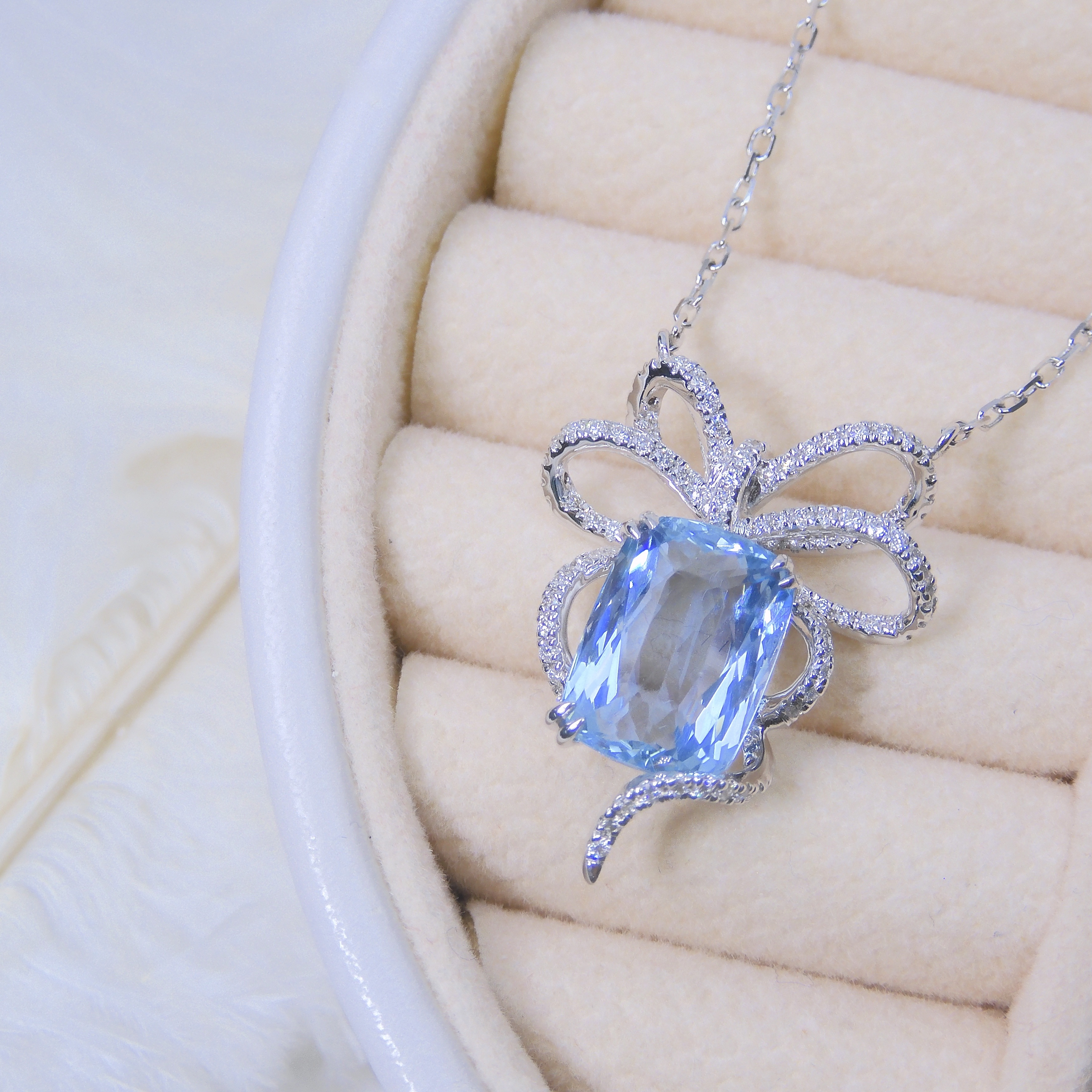 18K金 4ct 海藍寶項鏈 (配國際證書)