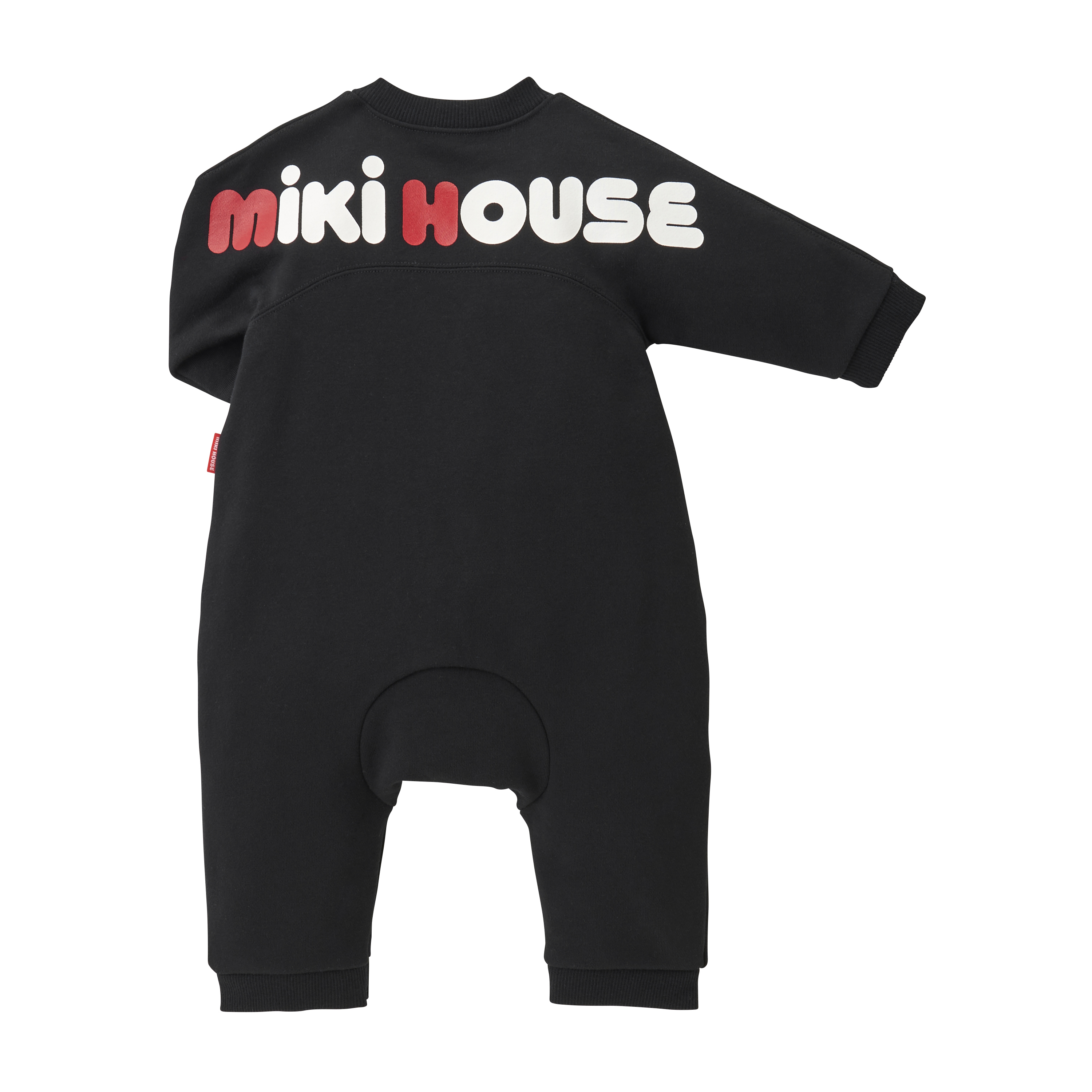 MIKI HOUSE 大LOGO長袖連身衣-黑