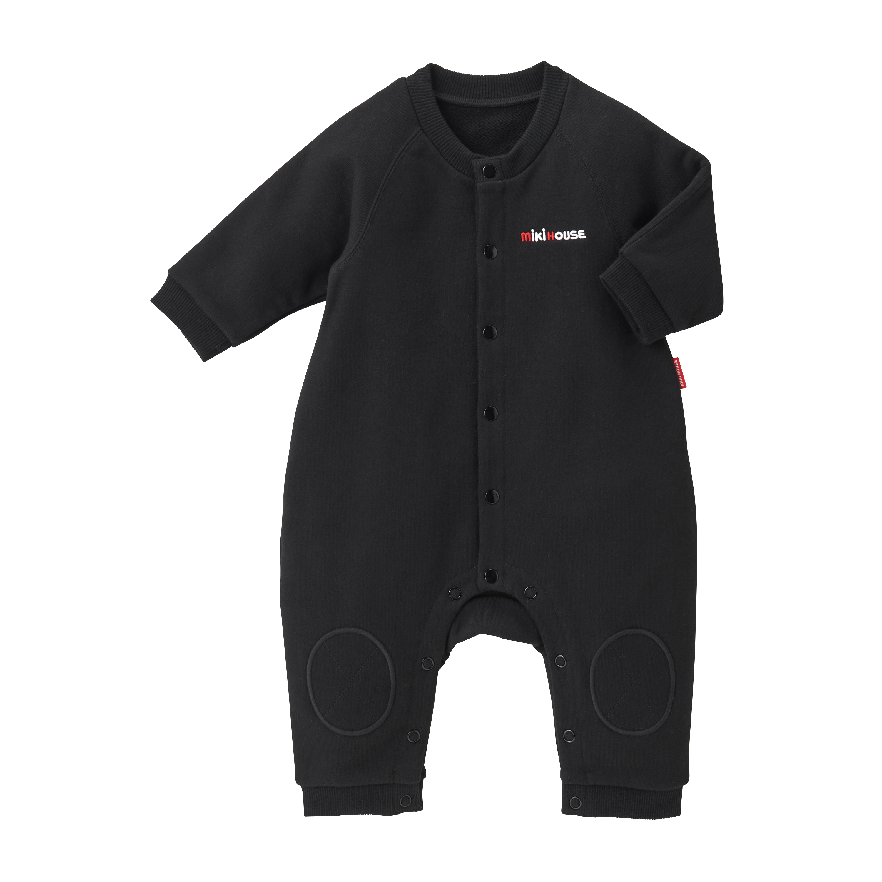 MIKI HOUSE 大LOGO長袖連身衣-黑