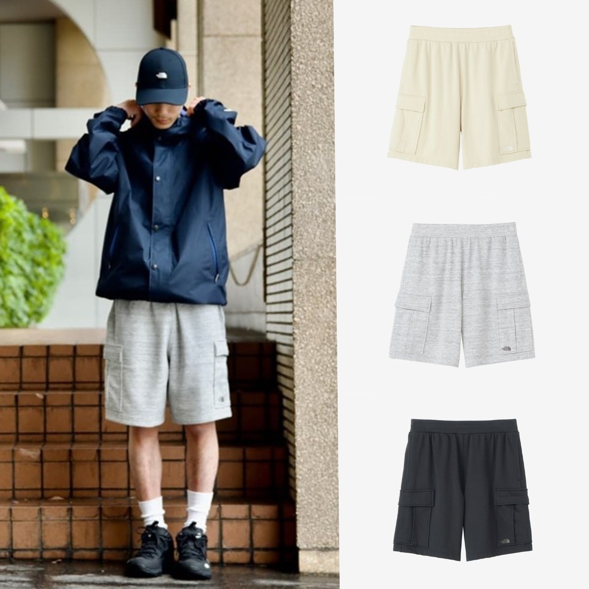 預購┃日本 THE NORTH FACE Sweat Cargo Short 刺繡 抗紫外線 工裝 短褲 棉褲