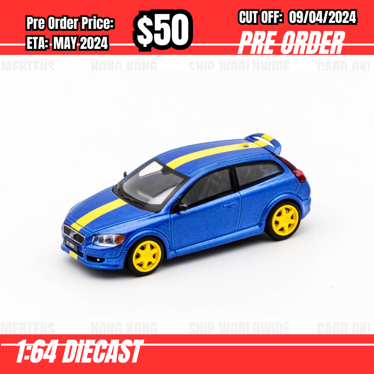 RS-$50   * DCT * 1:64 Volvo C30 Hatchback Blue/Yellow Strap [OD02/04]