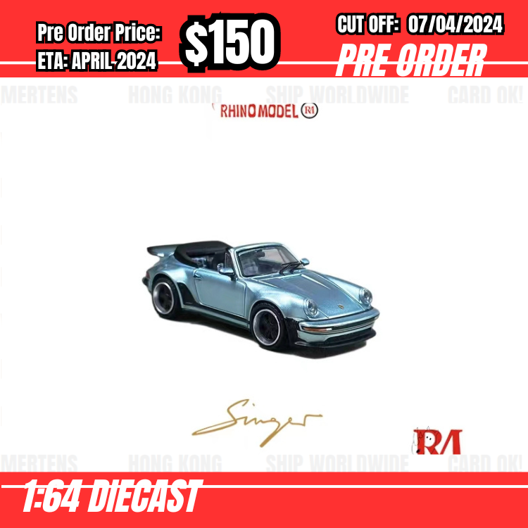 RS-$150  * Rhino Model * 1:64 Singer Turbo Study 930 Cabriolet Silver [OD02/04]
