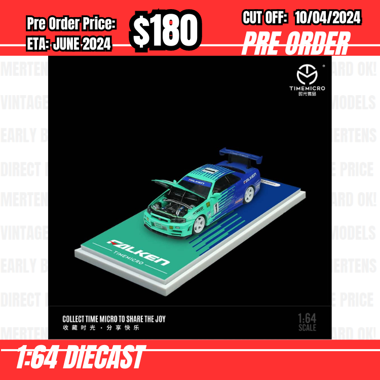 RS-$180  * Time Micro * 1:64 Nissan Skyline GTR R34 Falken [OD02/04]
