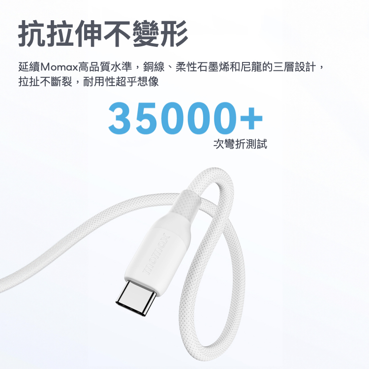 1-Link Flow MFi認證 USB-C to Lightning 編織充電線-(2m)