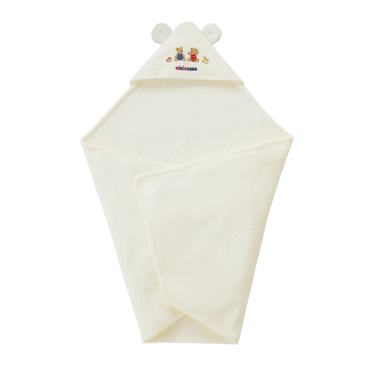 無撚紗耳朵造型抱被-白