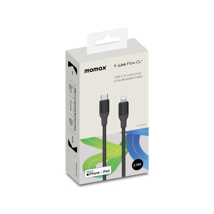 1-Link Flow MFi認證 USB-C to Lightning 編織充電線-(2m)