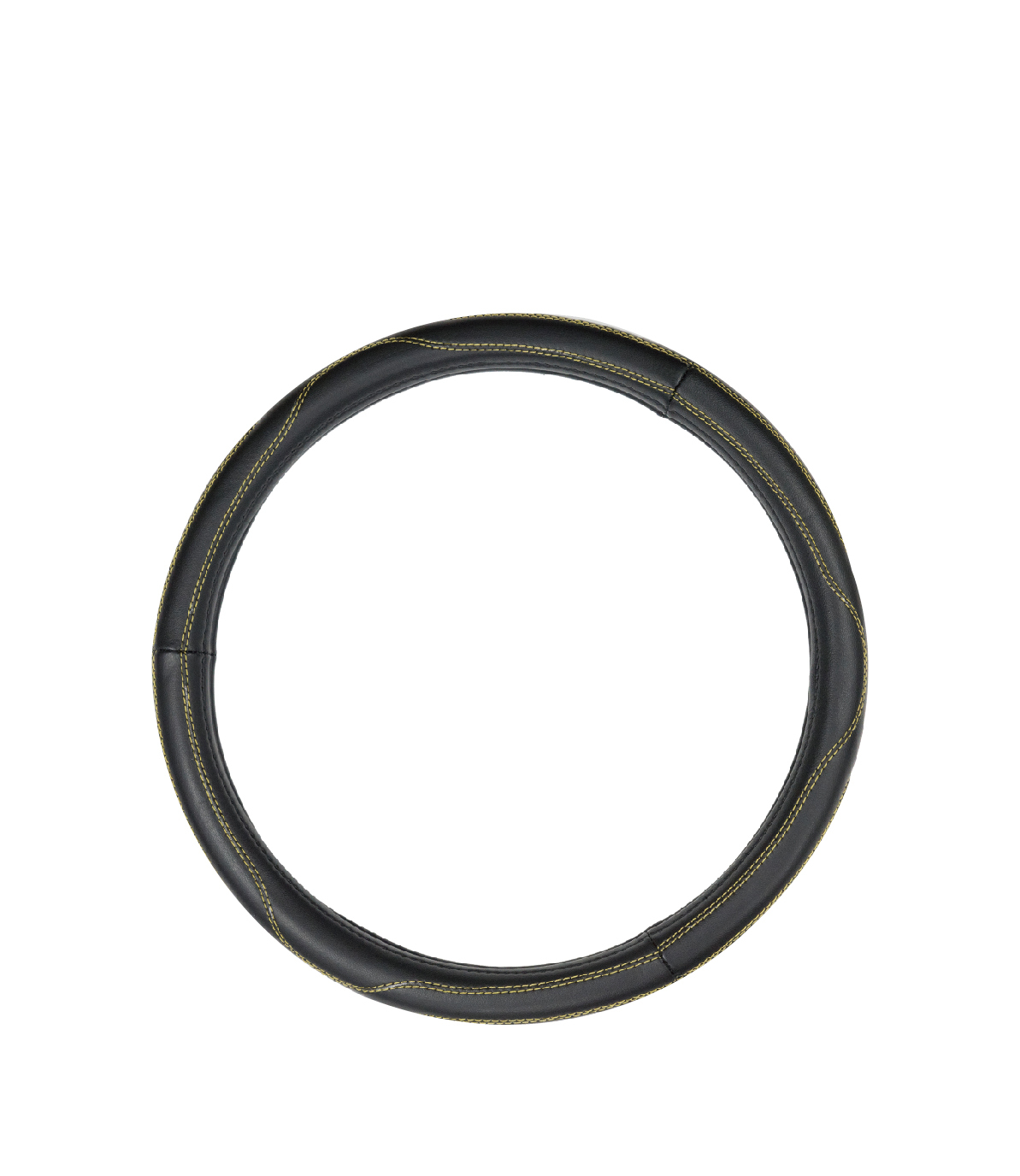 【TW-308Y】環紋縫線舒適方向盤套(黃線) 尺寸:S/M 柔軟 防滑