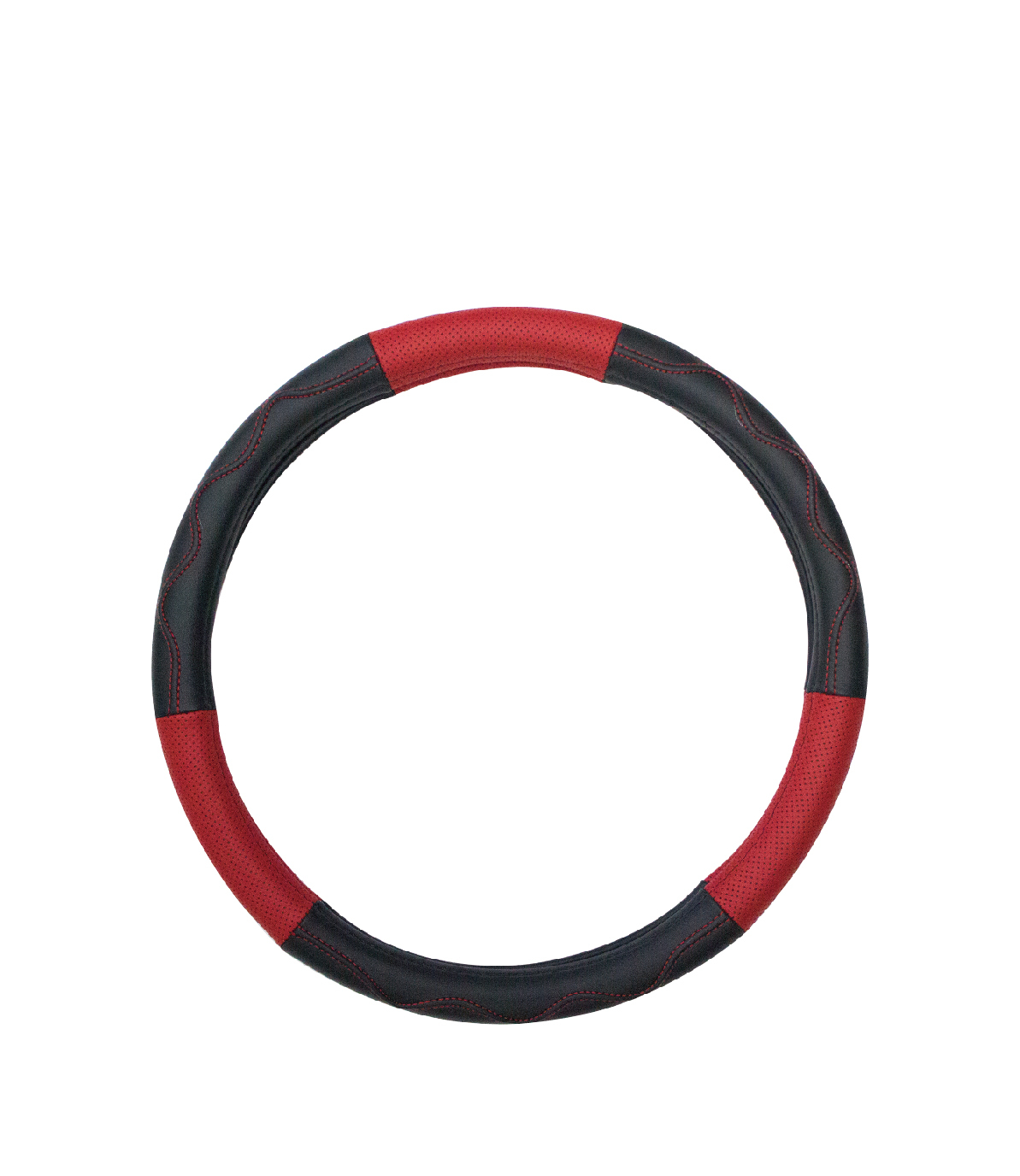 【TW-261B】時尚透氣牛皮方向盤套(紅) 方向盤皮套 方向盤保護套 台灣製造 防滑 尺寸:S M L