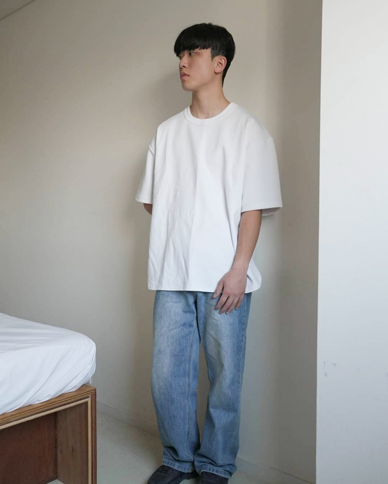 MIT太空棉落肩圓弧下擺短Tee