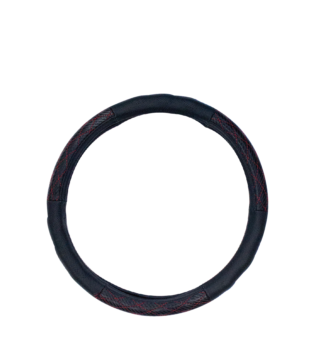 【TW-258B】碳纖透氣牛皮(紅) 方向盤套 方向盤保護套 防滑 尺寸:M