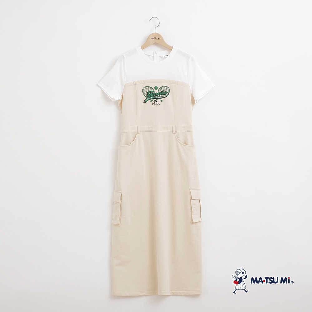 MA‧TSU Mi 撞色拼接運動口袋造型長洋裝(卡.黑)