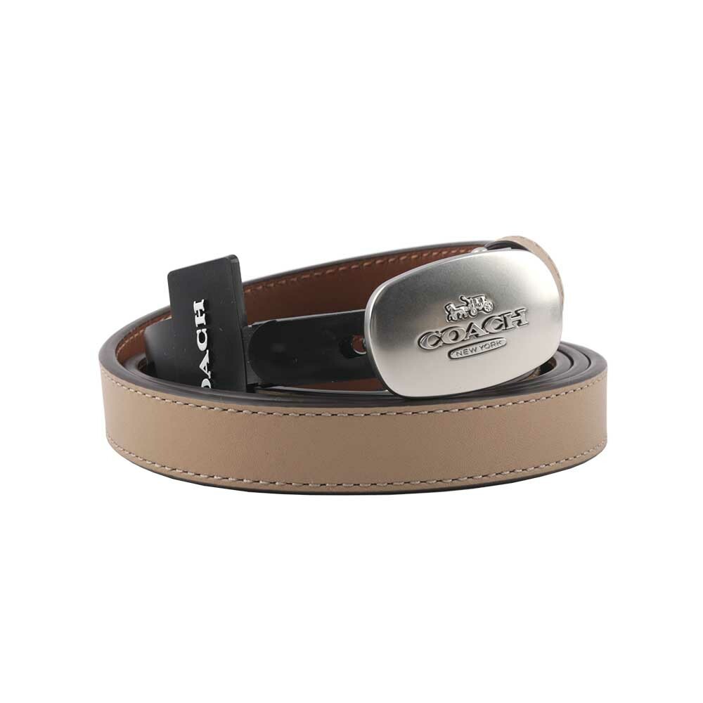 【COACH】Eliza 銀頭橢圓標誌小牛皮寬1.8cm皮帶