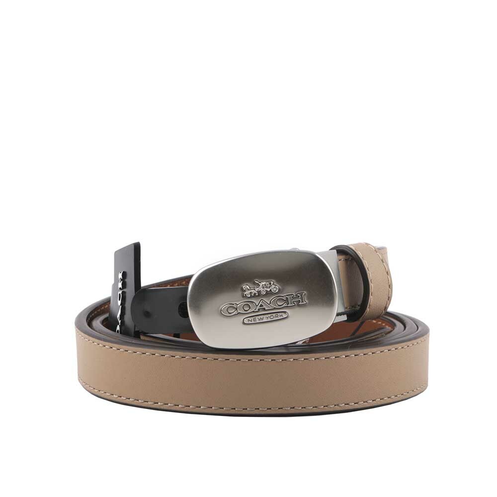 【COACH】Eliza 銀頭橢圓標誌小牛皮寬1.8cm皮帶