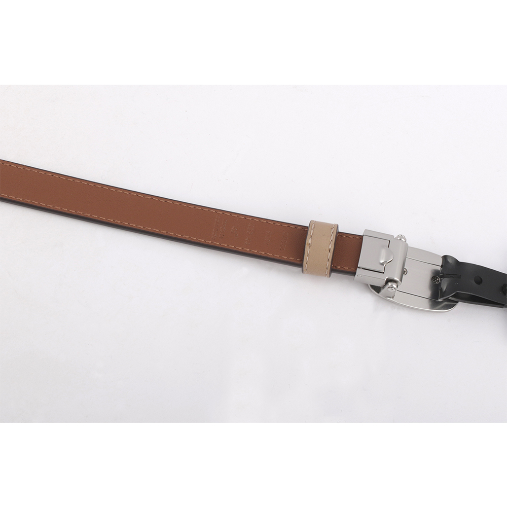 【COACH】Eliza 銀頭橢圓標誌小牛皮寬1.8cm皮帶(奶茶色/紅木色) CP366 SVWSV