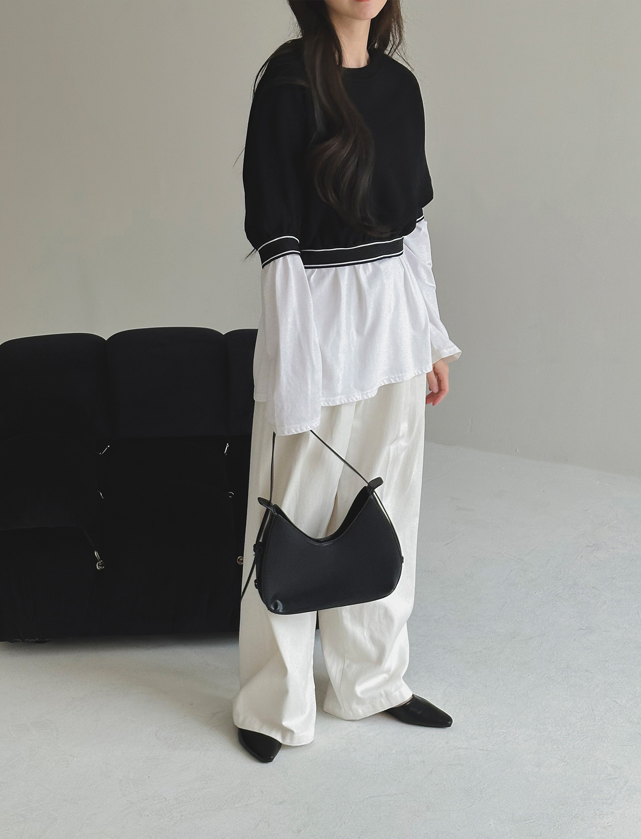 下拼接鬆緊上衣