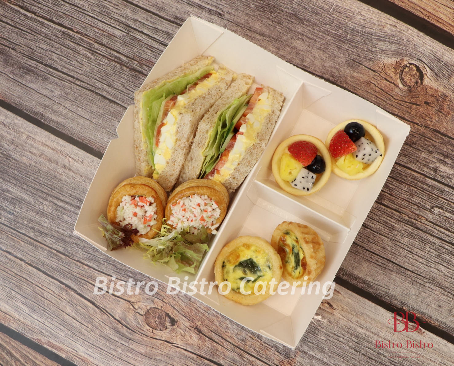 小食便當A(最低需訂購5份) - 黑松露沙律酥盒,迷你芝士波椒三文治, 迷你芝士莧菜批, 迷你鮮果撻