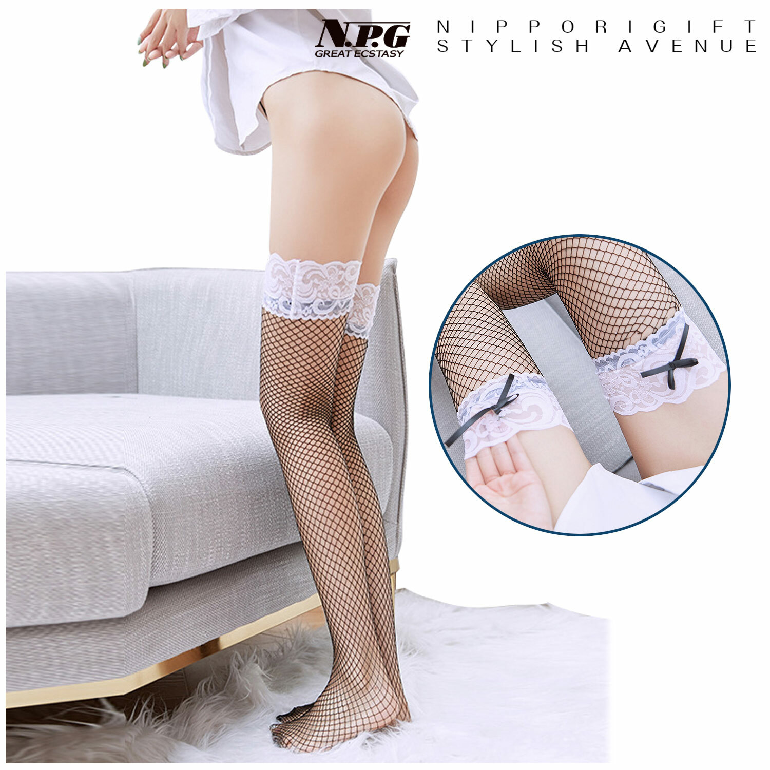 日本NPG 可愛蕾絲網吊襪