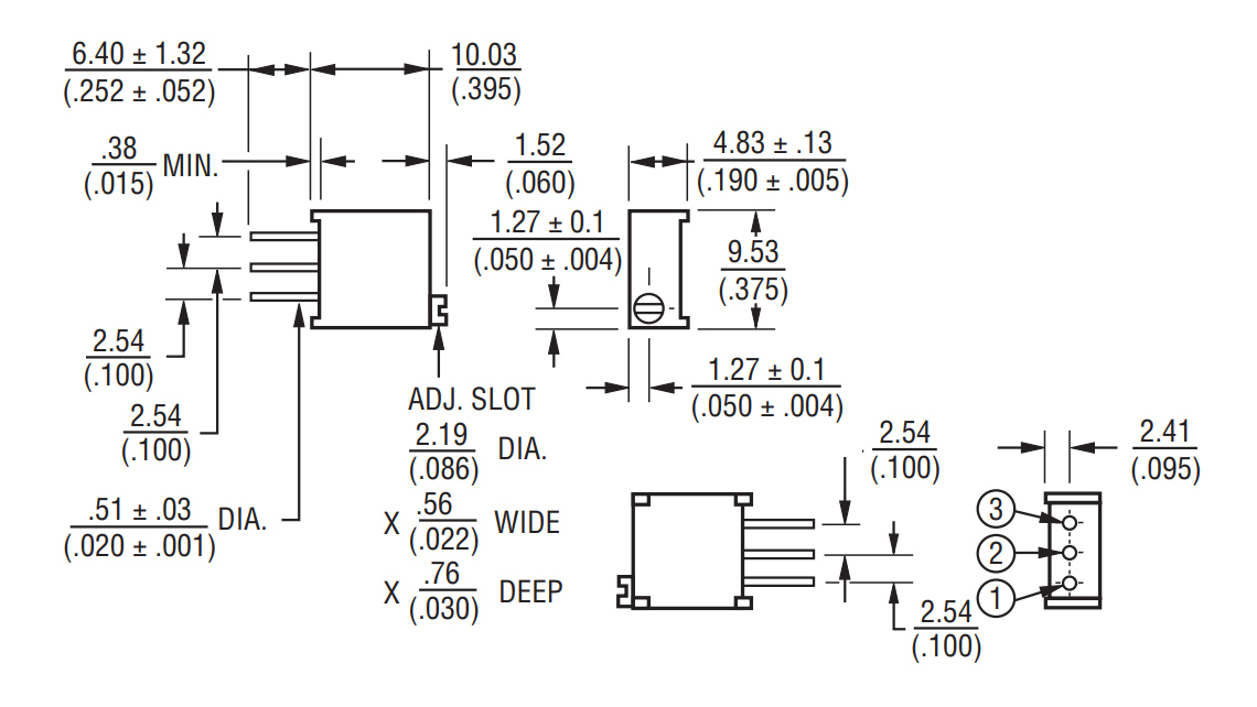 SVR 25轉 方型 精密可調電阻,尺寸規格