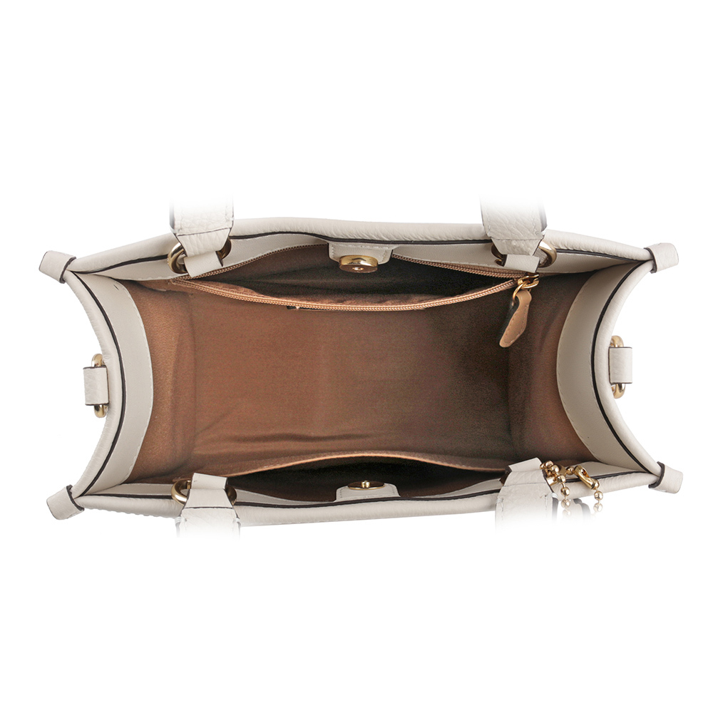 【COACH】Dempsey Tote 22 金字荔枝皮革二用托特包(白色) CO971 IMCHK