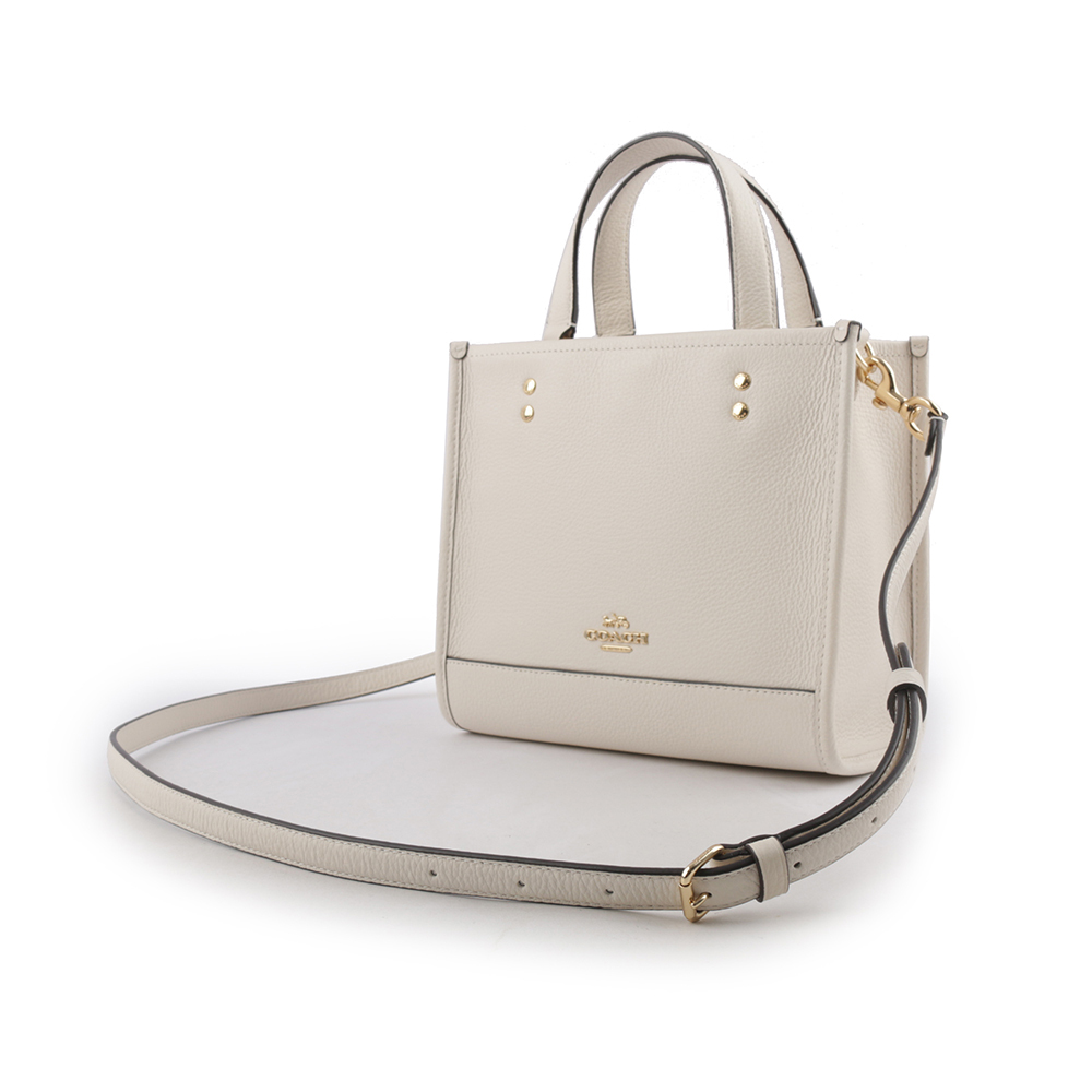 【COACH】Dempsey Tote 22 金字荔枝皮革二用托特包(白色) CO971 IMCHK