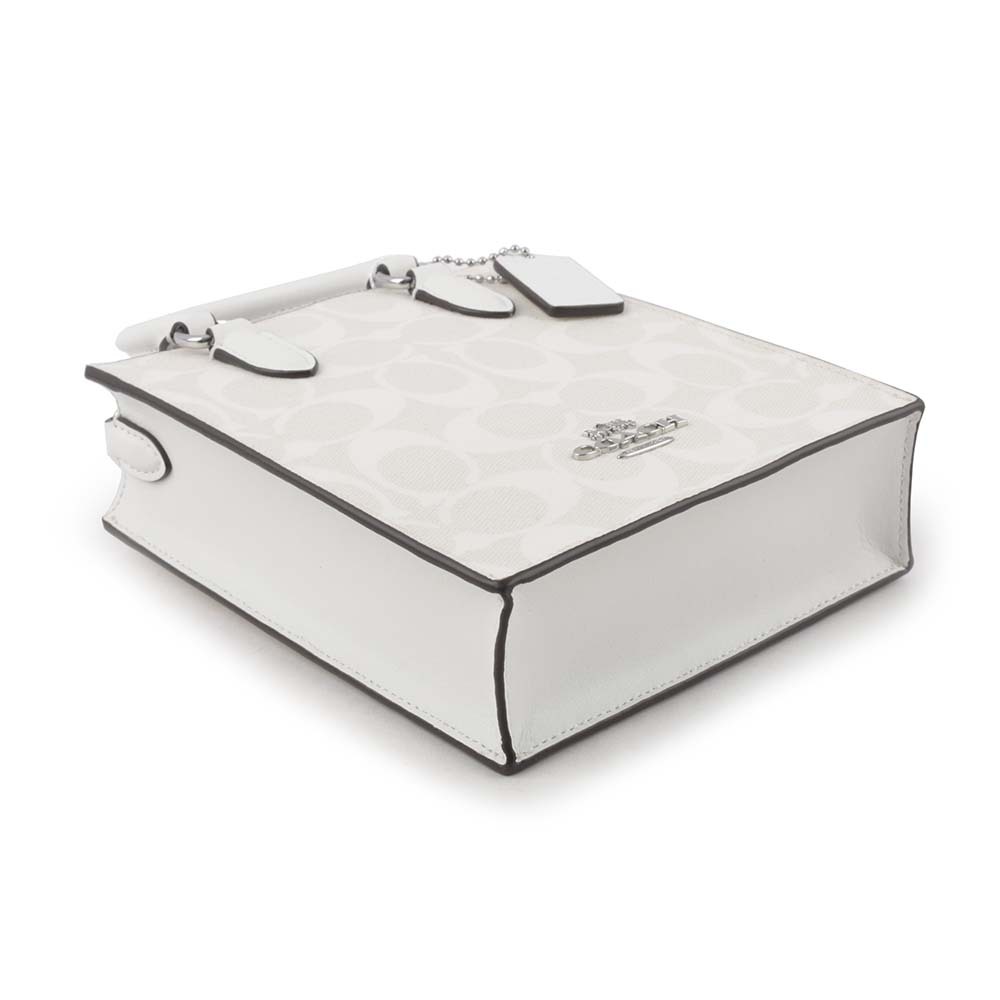 【COACH】銀字刺繡背帶塗層帆布迷你二用琴譜包(冰川白) CP011 SVVS5