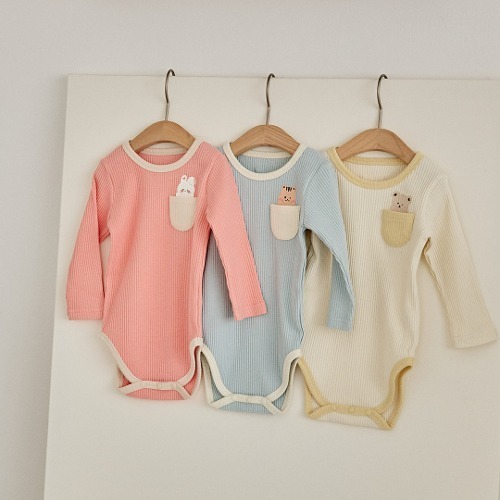 24S/S🌸DOTFRIENDS口袋躲貓貓系列-螺紋長袖爬服