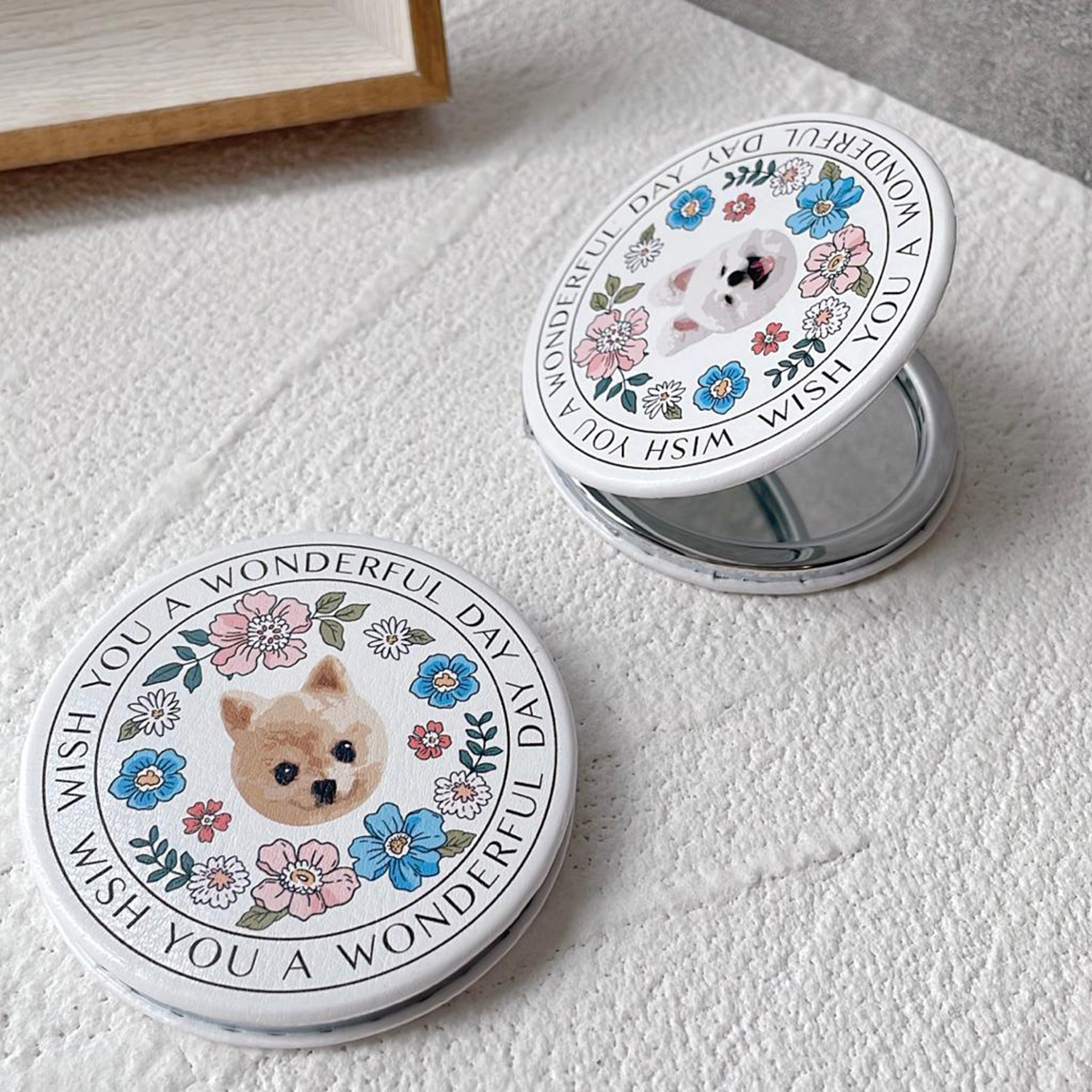 客製寵物PU皮小鏡子