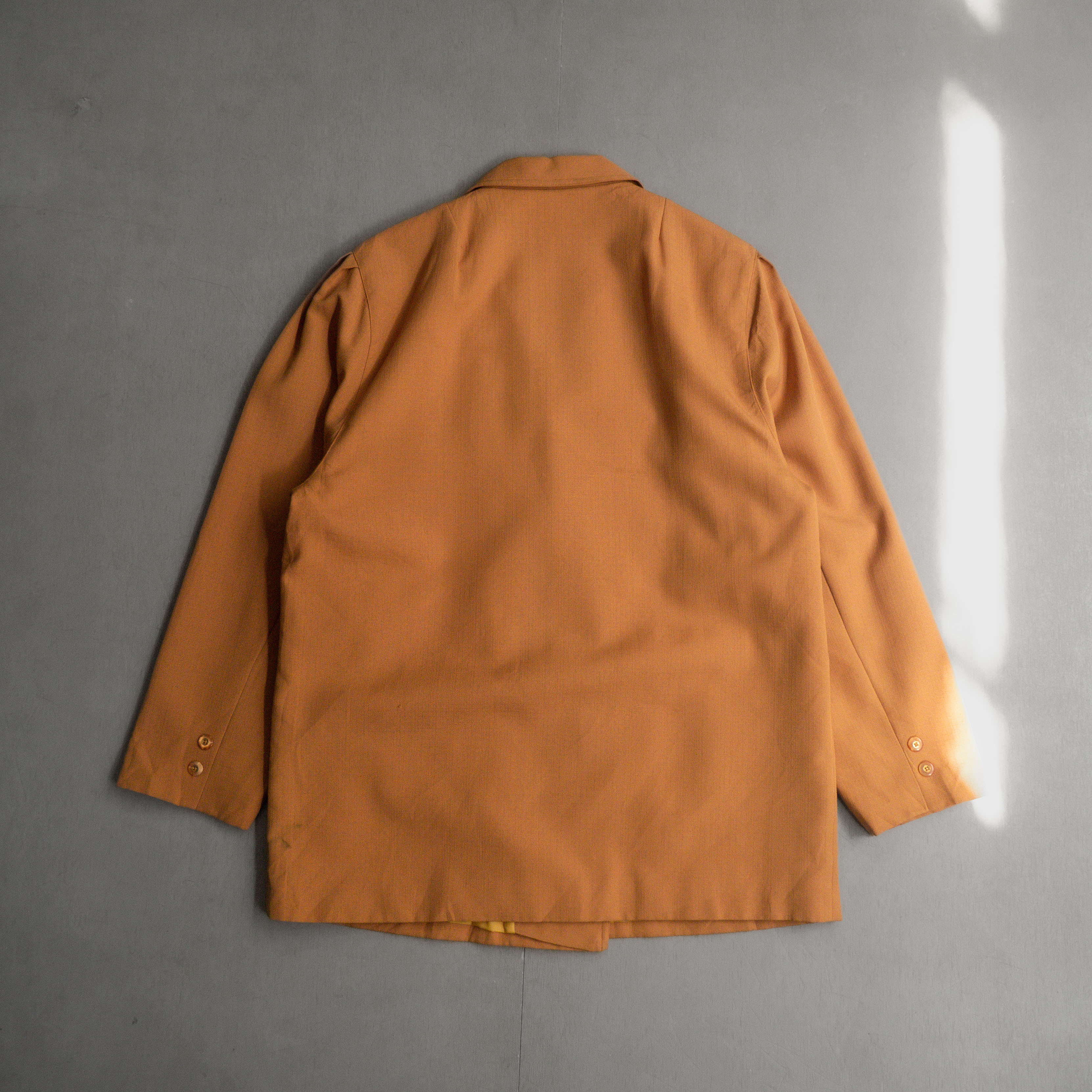 VINTAGE WMN BLAZER 美國 女裝 橘黃 素面 雙排扣 春夏 西裝 外套