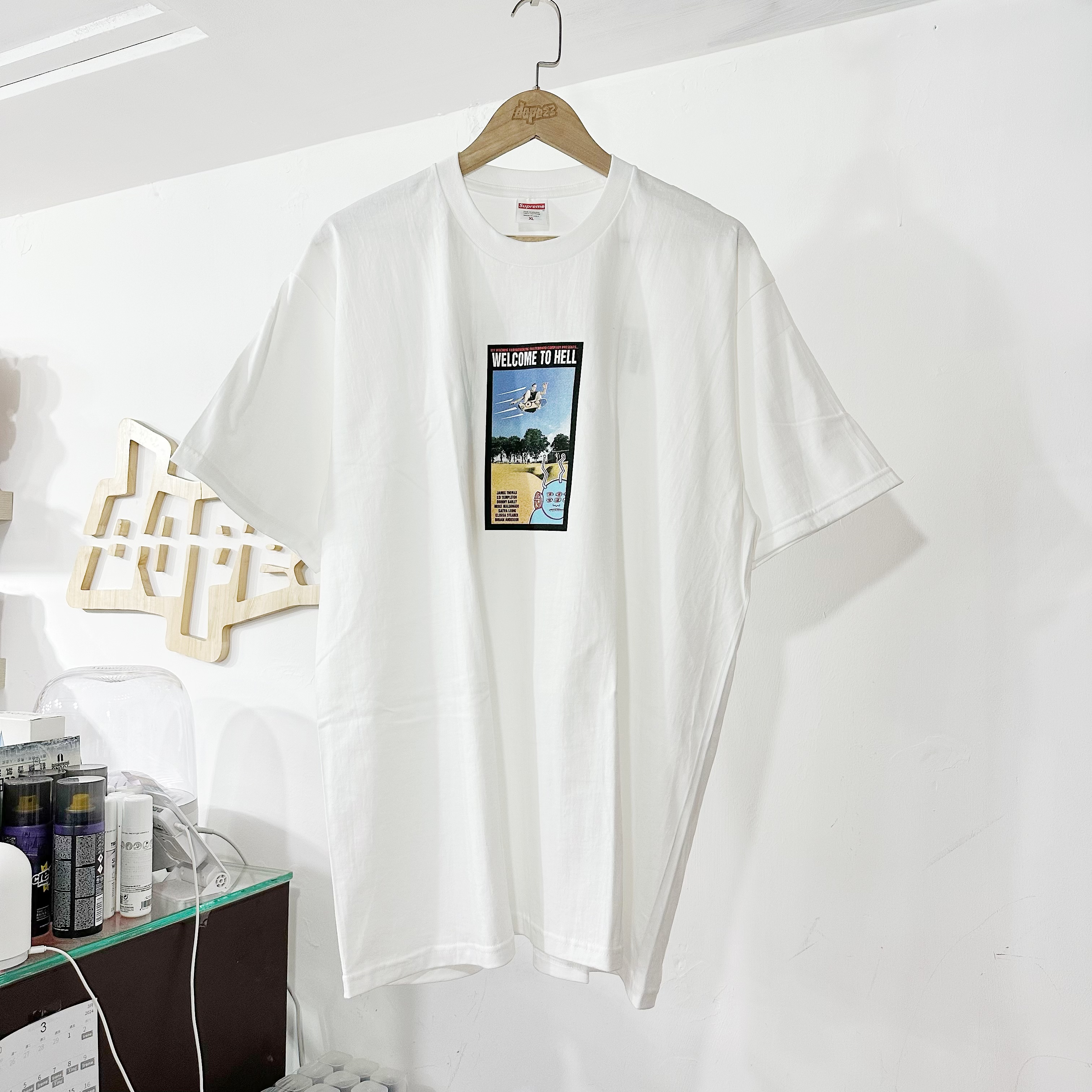Supreme SS24 Toy Machine Welcome To Hell Tee White