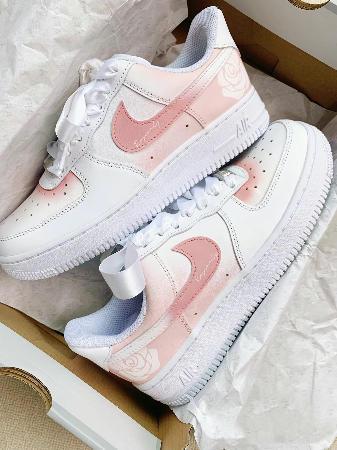 Nike Air Force 1 Low 玫瑰之名 絲綢緞帶 訂製款