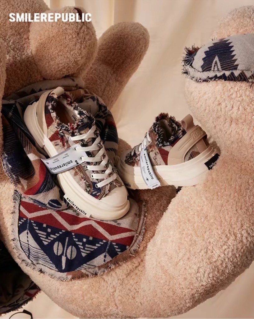 SMILEREPUBLIC INCEPTION 70s 厚底 增高 帆布鞋 棕色 花色 毛尼 民族 SR20230102005