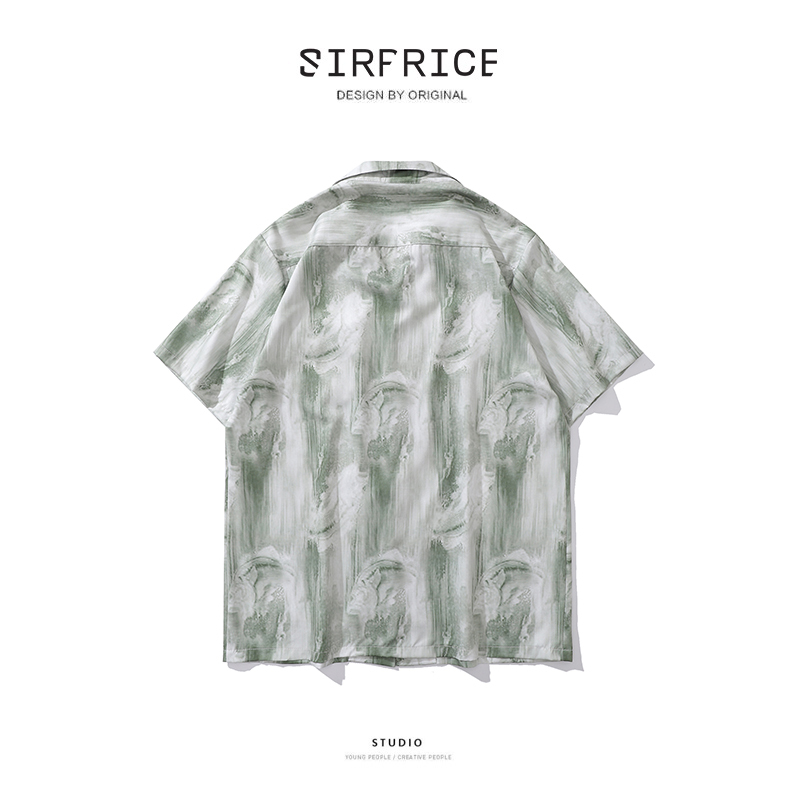 花襯衫 古巴領 復古刷色