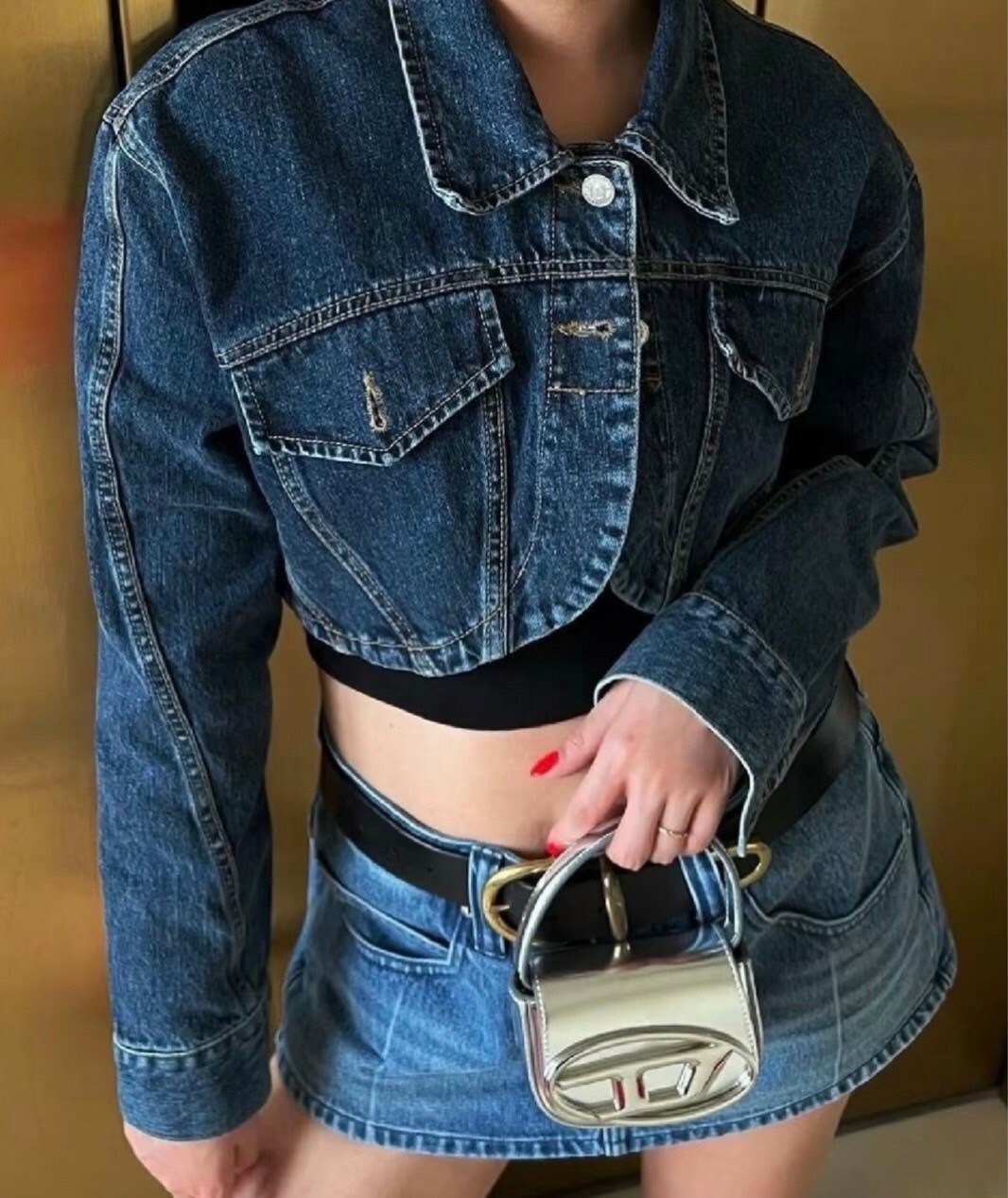 DIESEL 銀色 D Logo 小款叮噹包 Mini Y2K