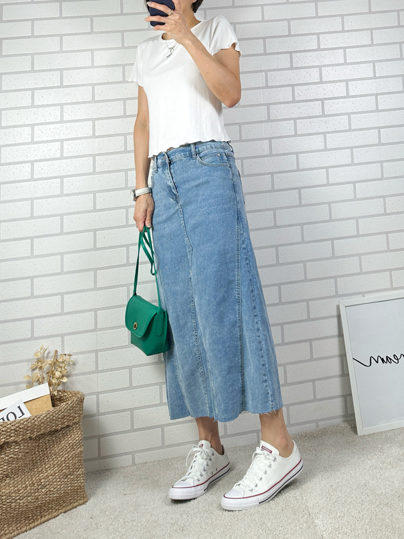 牛仔長裙也可以不緊繃