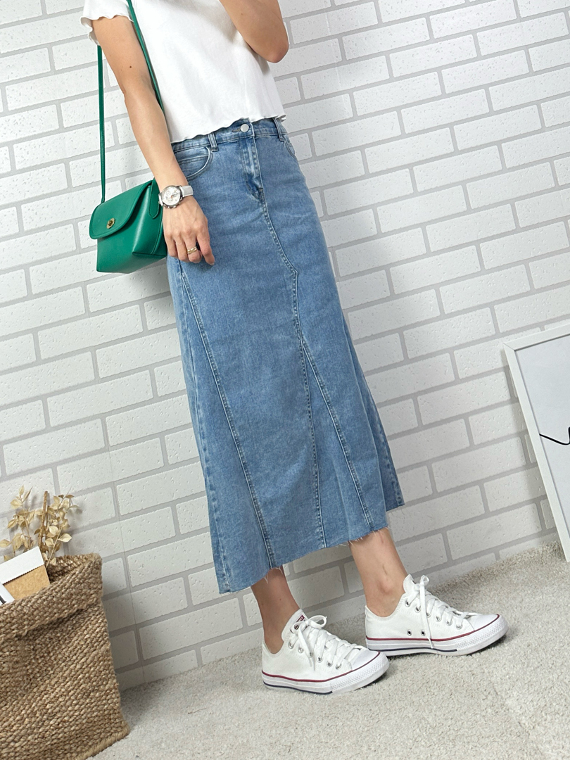 牛仔長裙也可以不緊繃