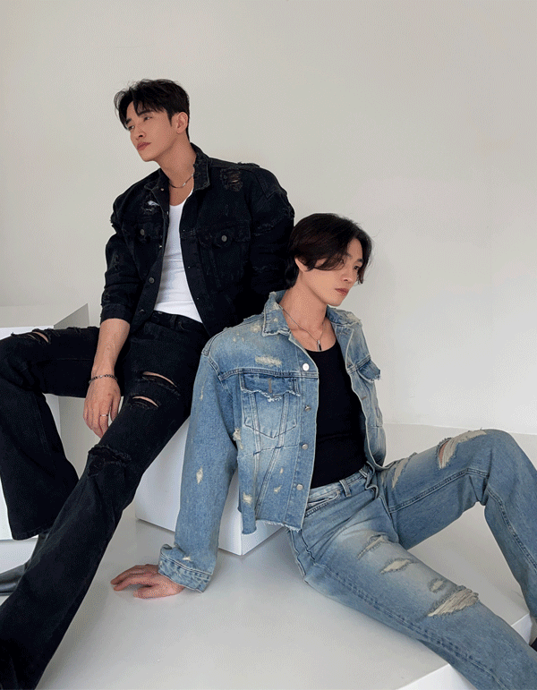 損傷破壞短版牛仔外套