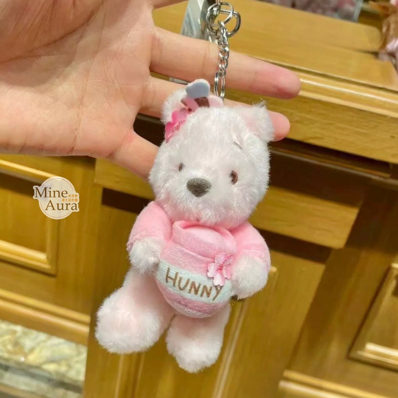 (現貨) 春花爛漫系列 櫻花粉 小熊維尼 Winnie the Pooh 絨毛 鑰匙圈 吊飾 -香港迪士尼樂園