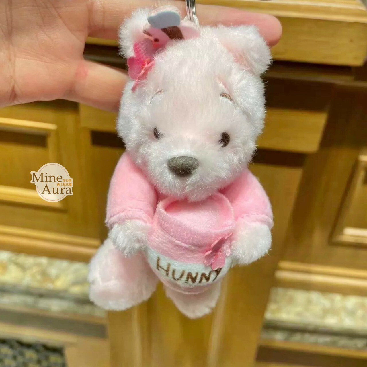 (現貨) 春花爛漫系列 櫻花粉 小熊維尼 Winnie the Pooh 絨毛 鑰匙圈 吊飾 -香港迪士尼樂園