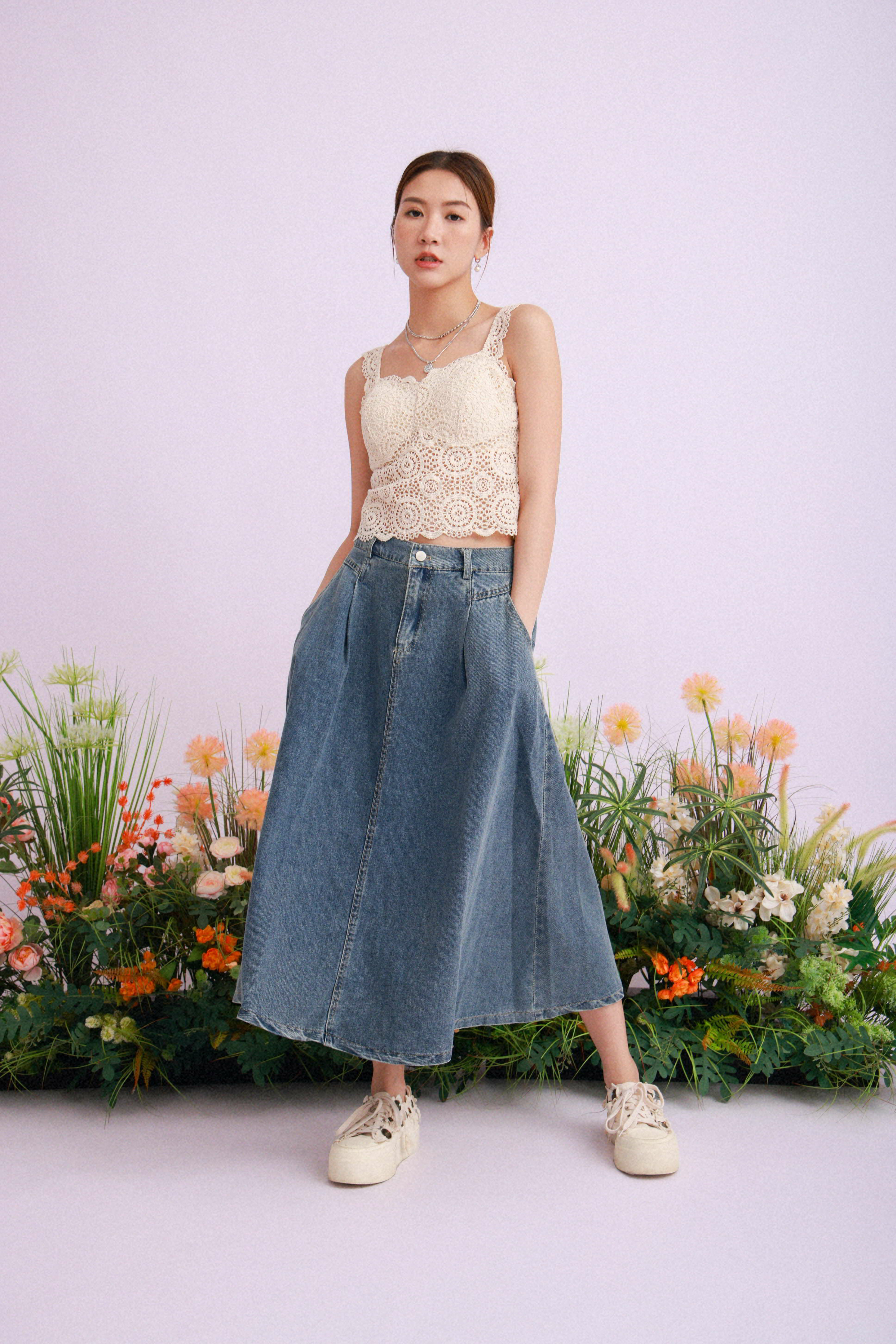 棉線勾花bra top (現貨款式）