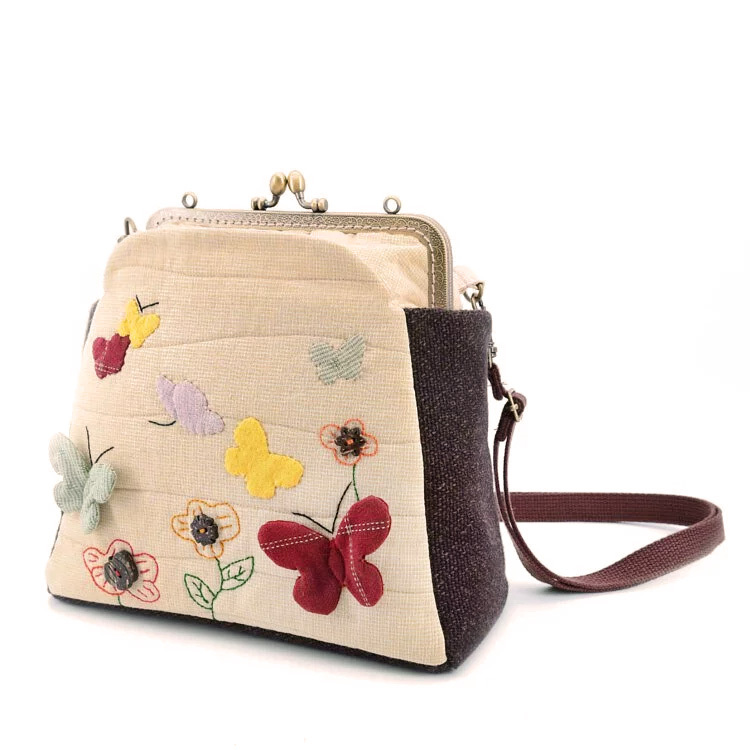 舞蝶花彩-古銅口金斜背包(材料包)