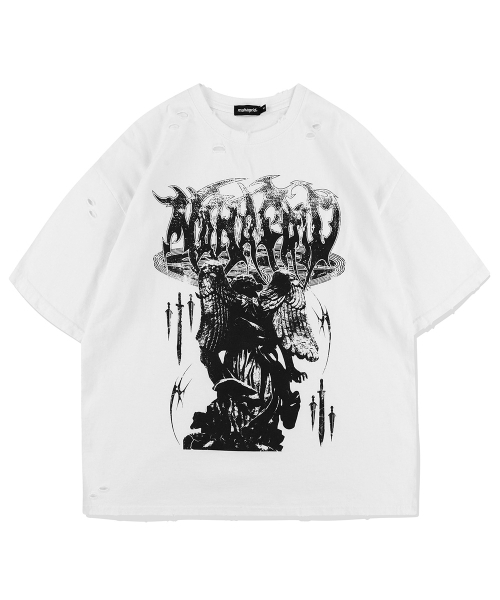 MAHAGRID - GOTH ANGEL DAMAGED TEE (WHITE)