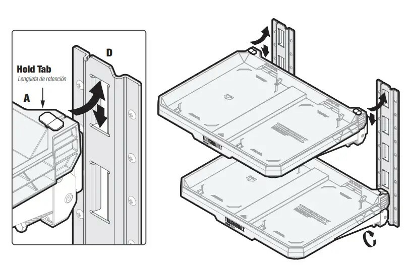 Toughtbuiilt TB-B1S3-M-20 壁掛式工具箱金屬支架