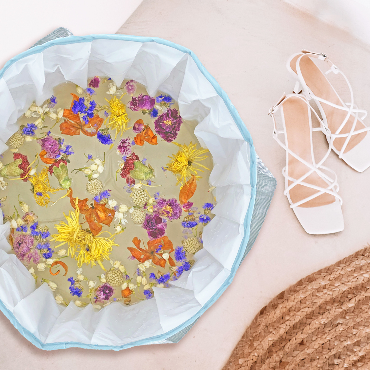 【運氣七色花．試用1日裝】雙重功效+送淋浴專用袋(顏色隨機）+ 化煞天然海晶鹽7粒