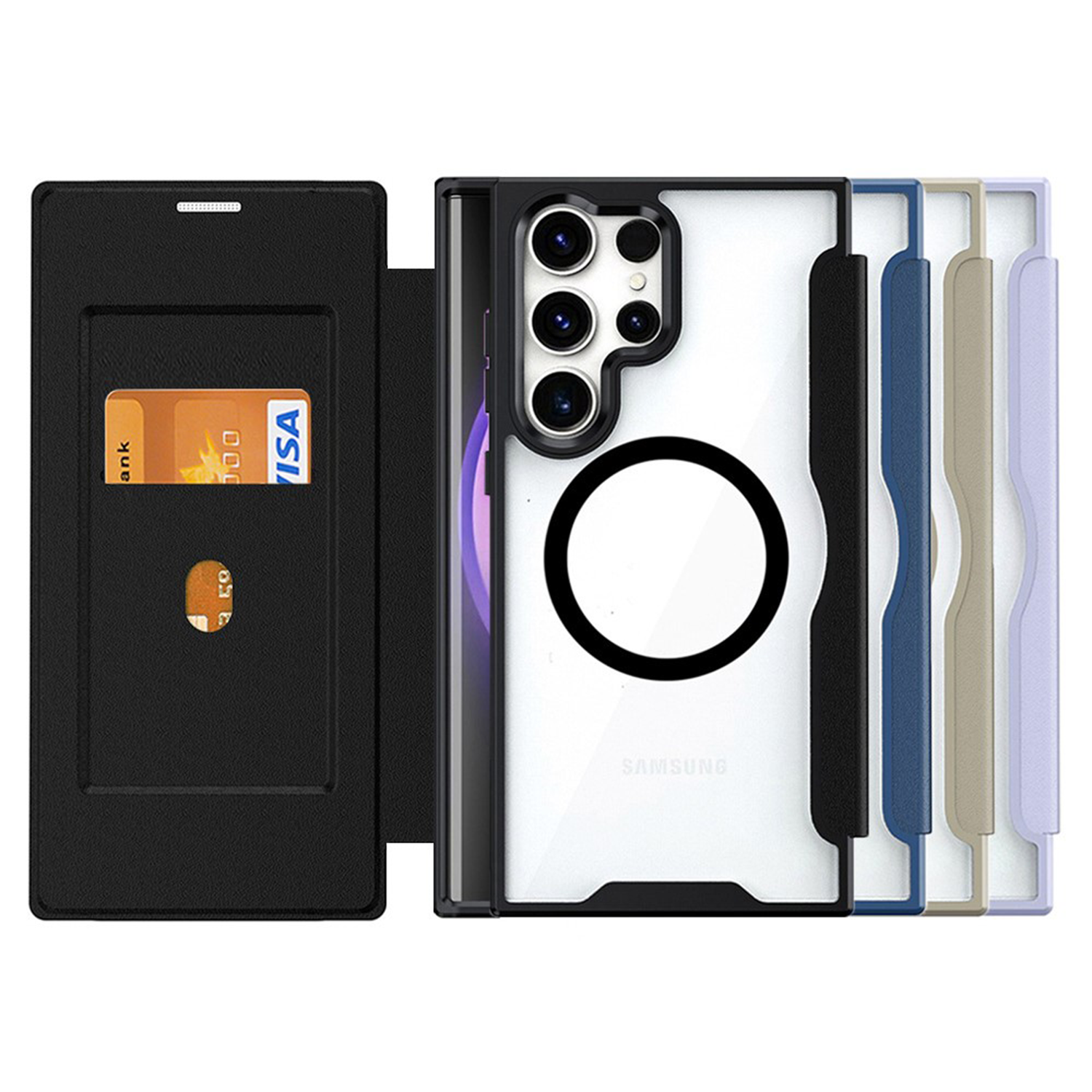 XPRO - Mag Slim Flip - Samsung S25 Ultra Case 翻蓋插卡防撞透明磁吸手機保護殼