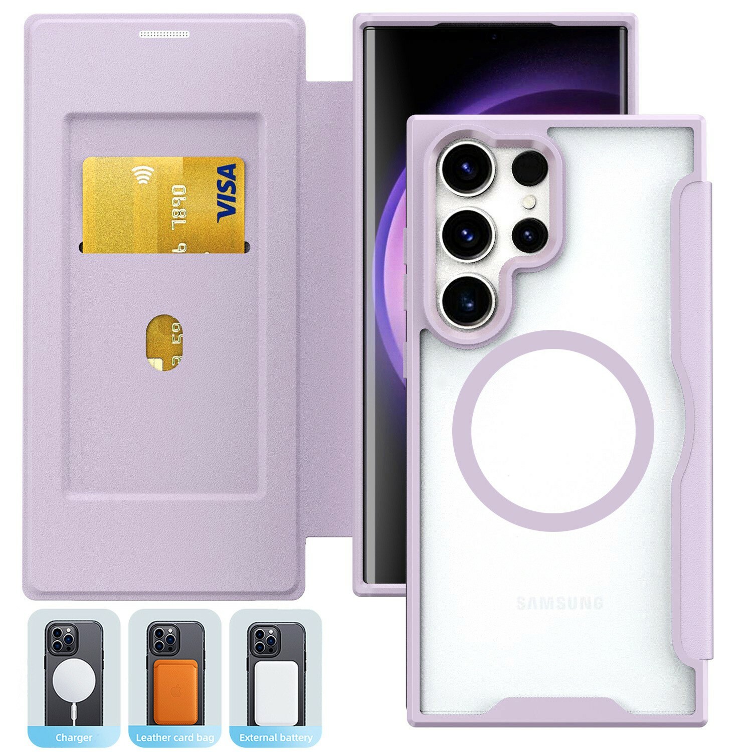 XPRO - Mag Slim Flip - Samsung S25 Ultra Case 翻蓋插卡防撞透明磁吸手機保護殼