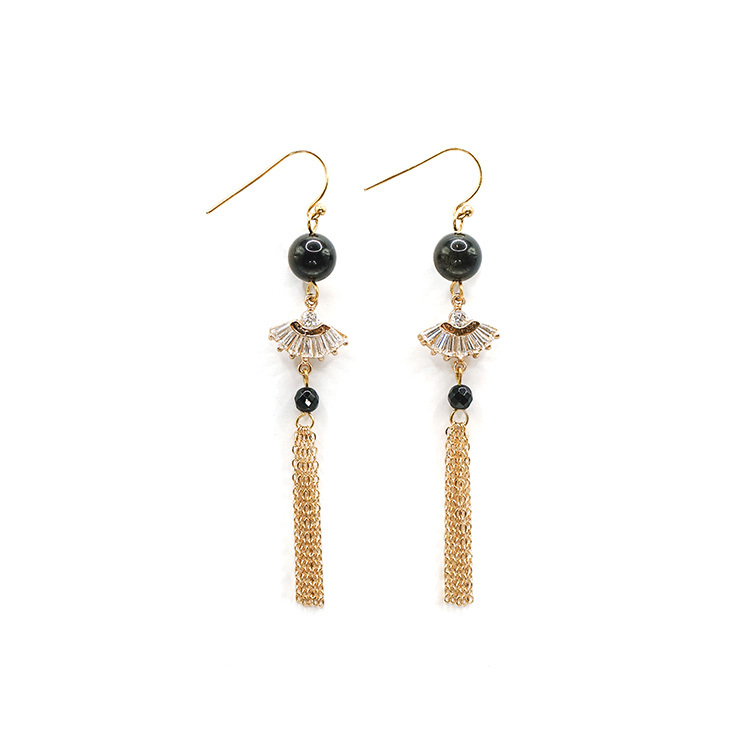 《官網限定》晚風搖扇 – 黑曜石 – 耳環