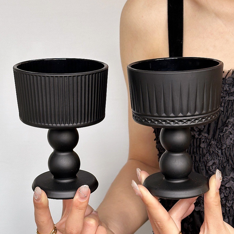 《3935》ins風復古黑色法式玻璃杯