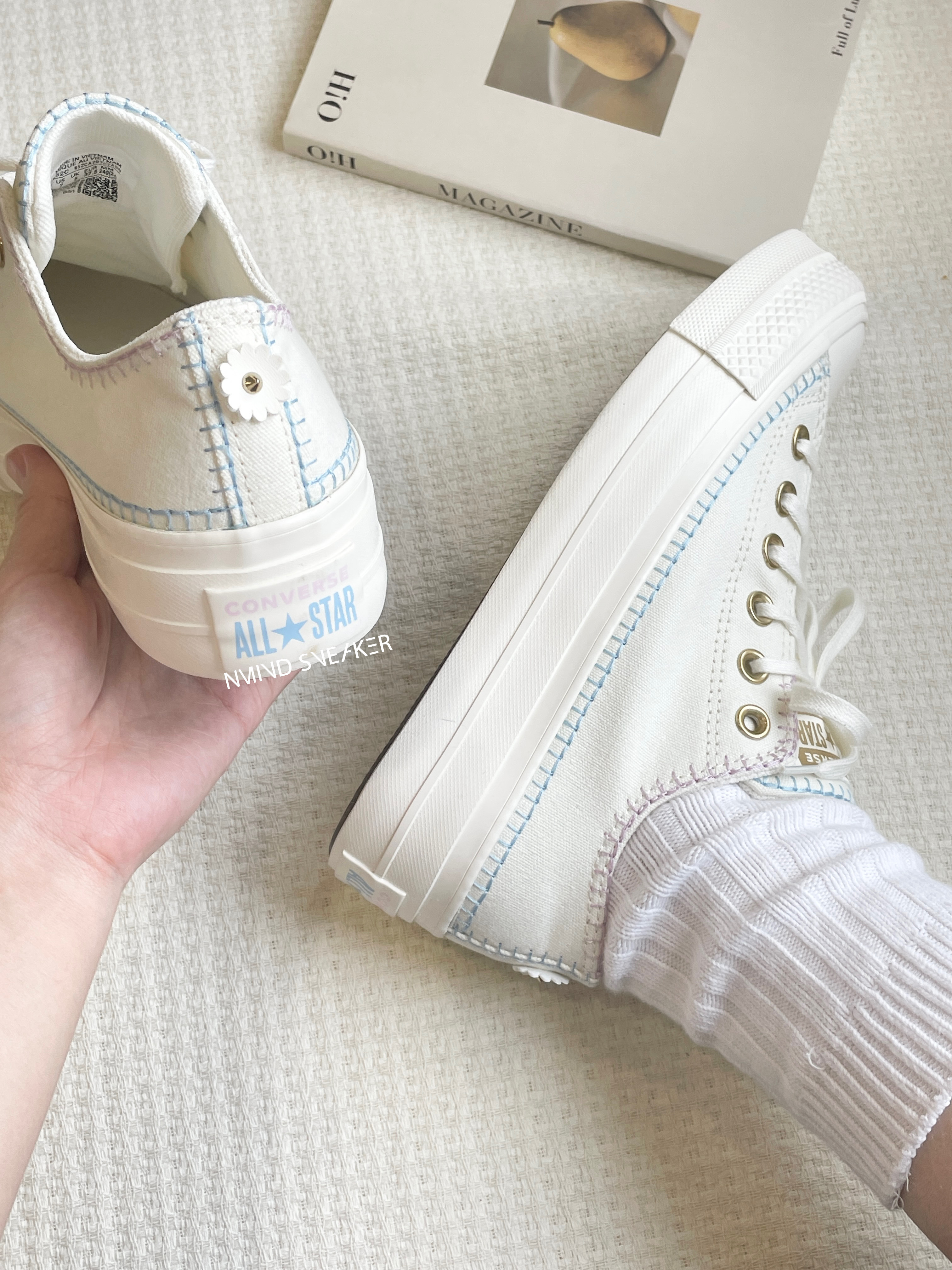 <亂亂賣第三彈!!💣>零碼-22cm-Converse Taylor All Star Lift 車線春日花 🌼