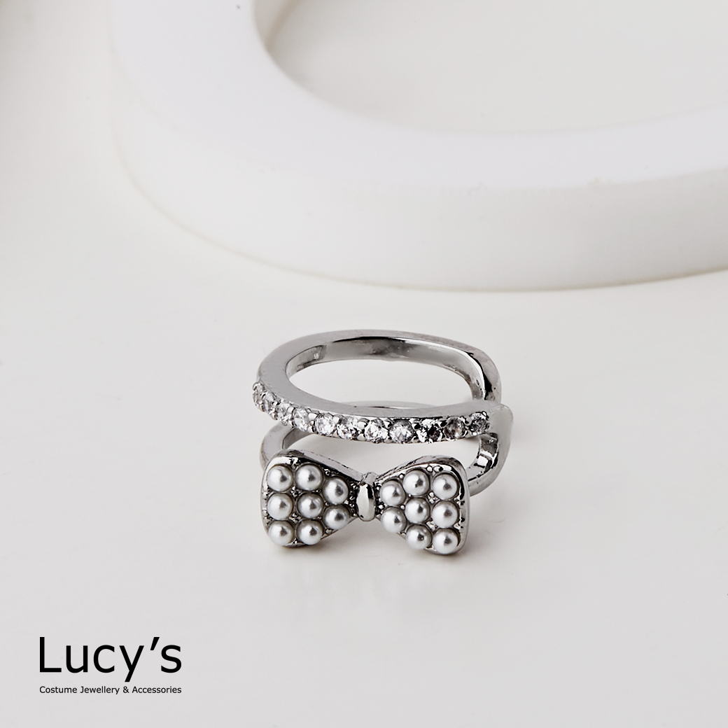 珍珠蝴蝶結 耳骨夾 (三色) (114018/114019/114020)